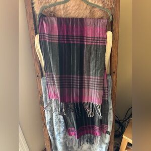 Banana Republic Pink and Black Plaid Scarf